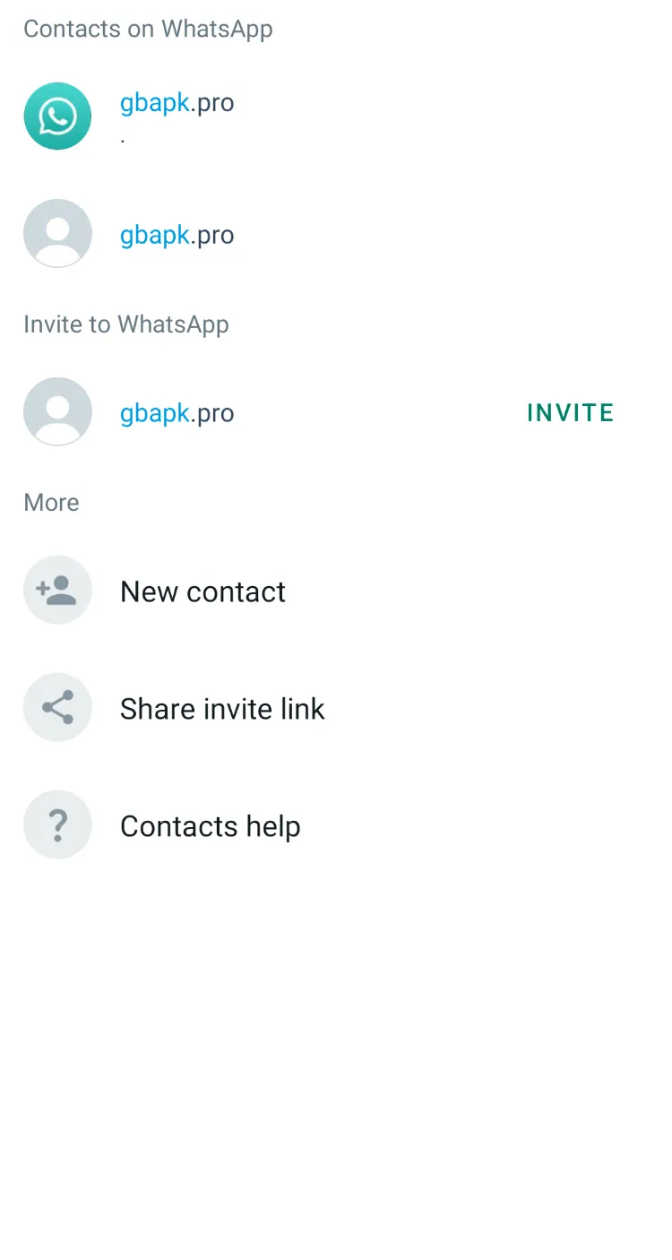 Choose Contacts GBWhatsApp Pro
