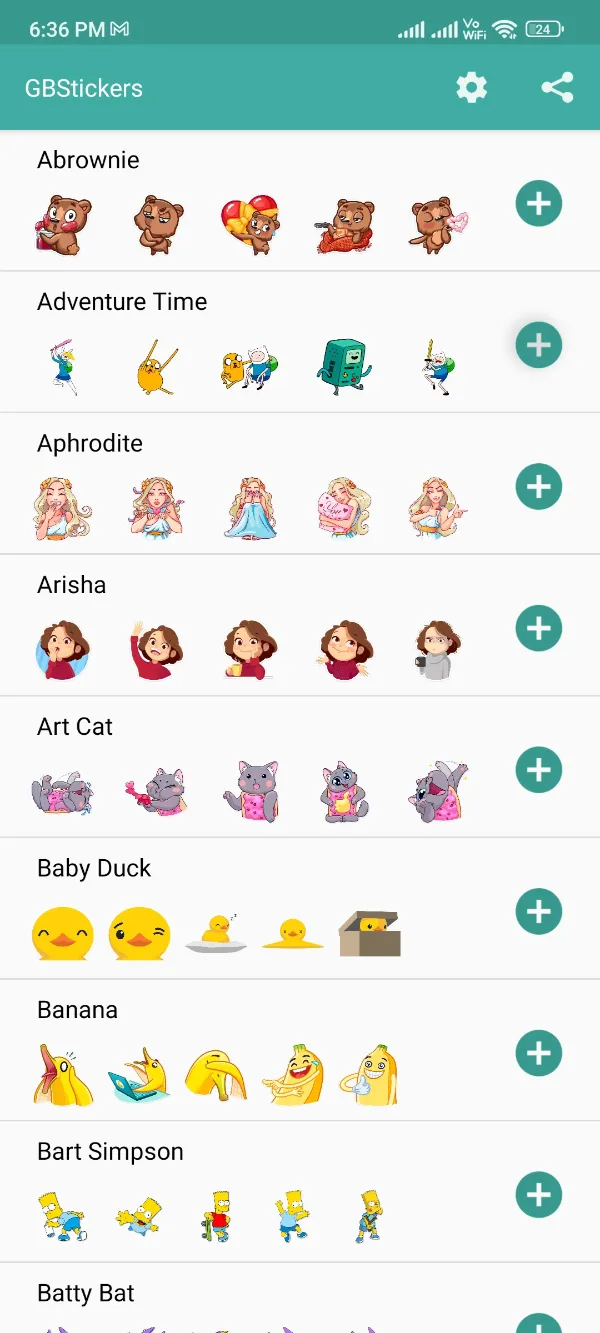 GBStickers Maker App Choose Stickers from the List