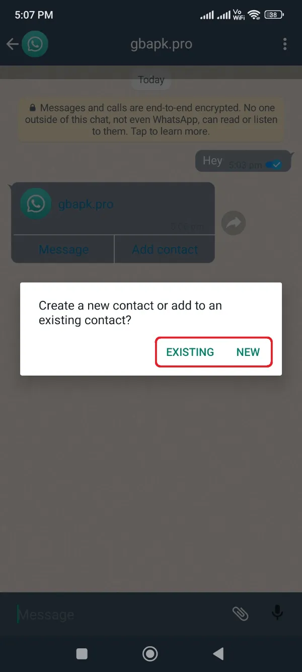 GBWhatsApp Pro Add Contacts Existing Or New