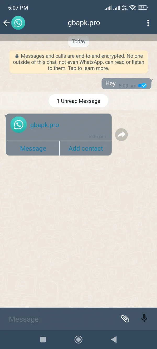 GBWhatsApp Pro Contacts Saving From Message