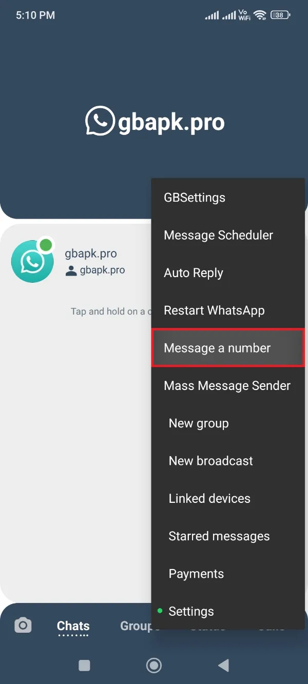 GBWhatsApp Pro Message a Number