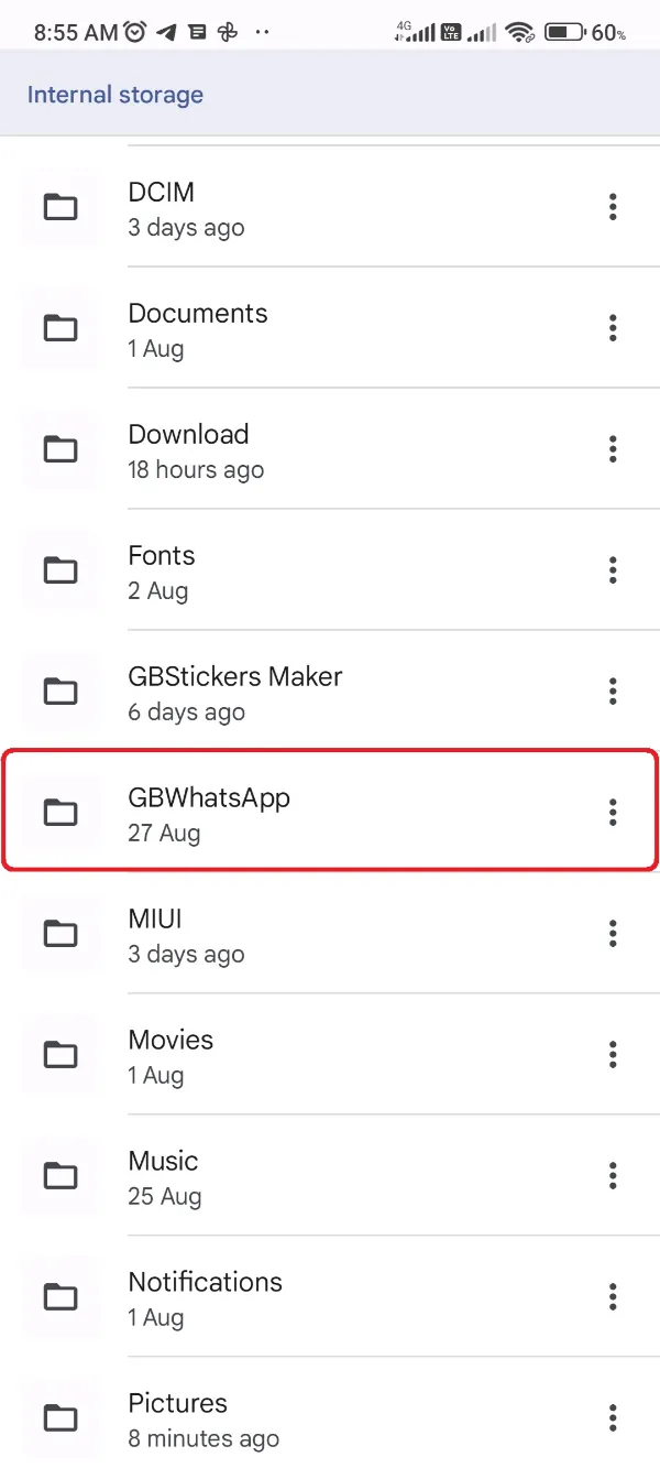 Google Files App GBWhatsApp Folder