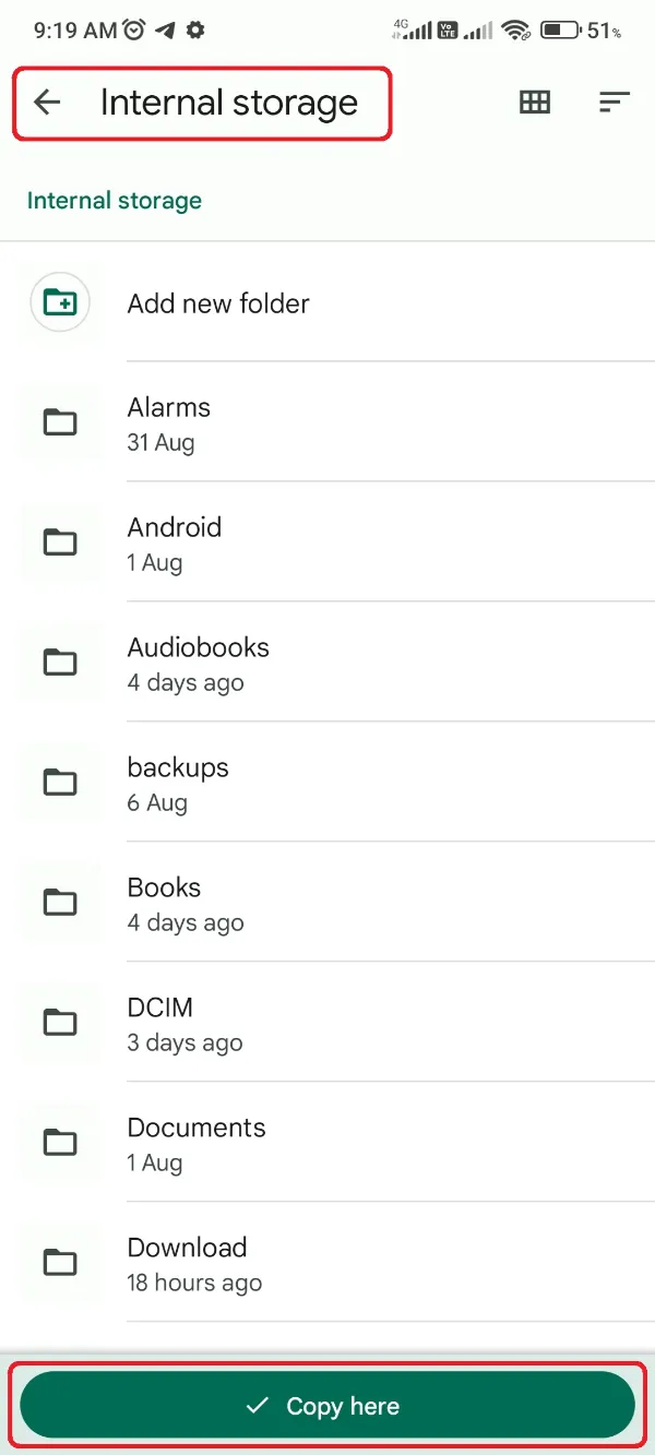 Google Files App Move GBWhatsApp Folder To Internal