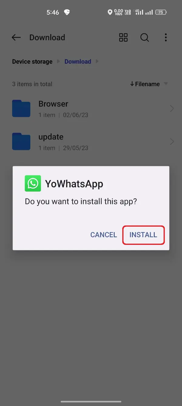 YoWhatsApp APK Install