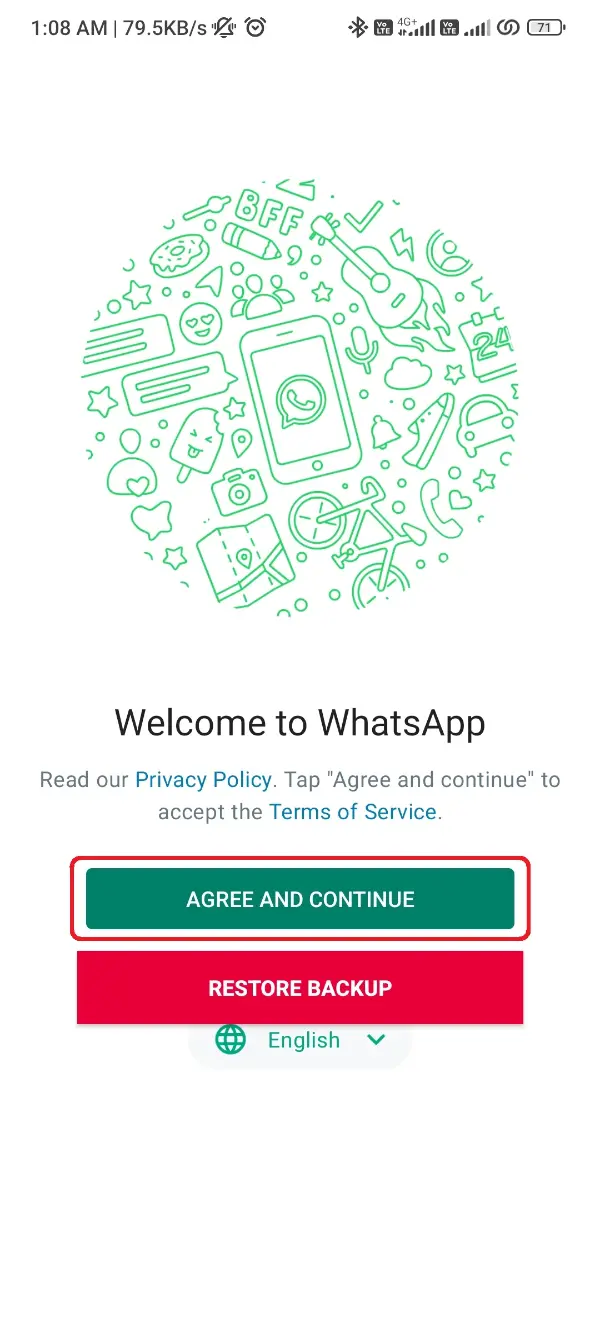 Agree and Continue WhatsApp Plus