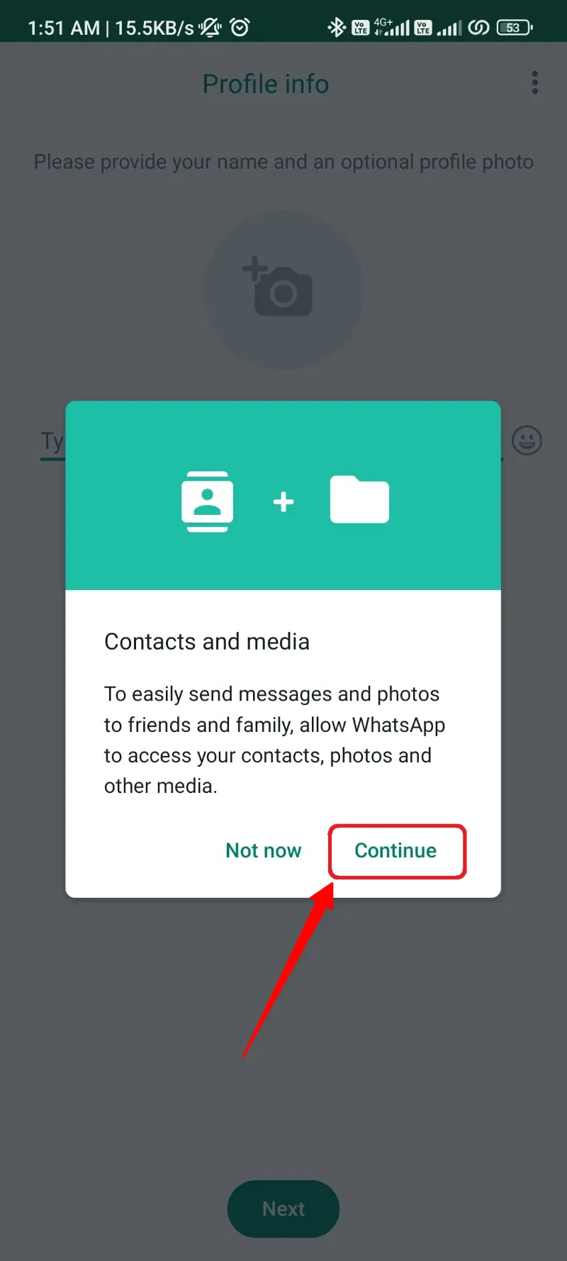 Allow Media and Contact Permission WhatsApp Plus
