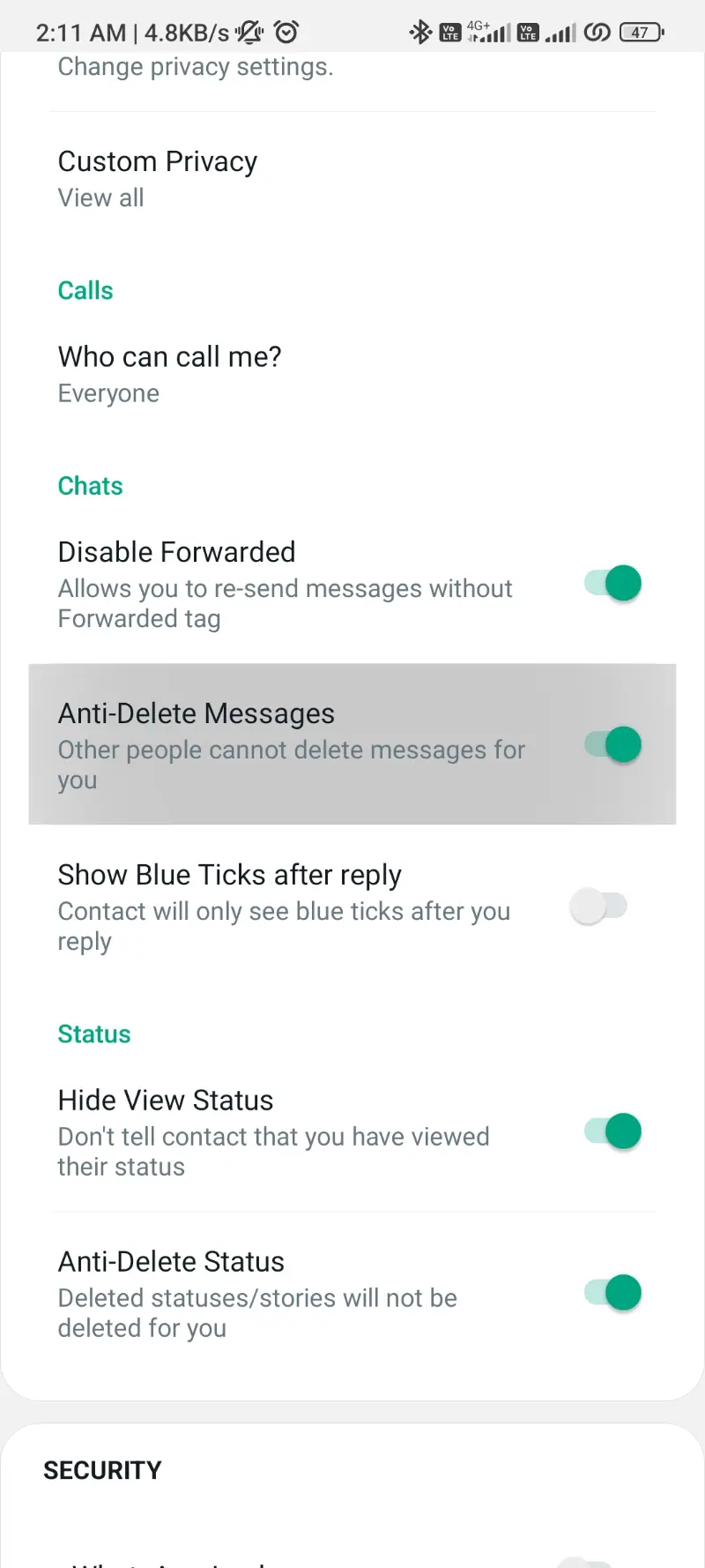 Anti-delete Messages WhatsApp Plus