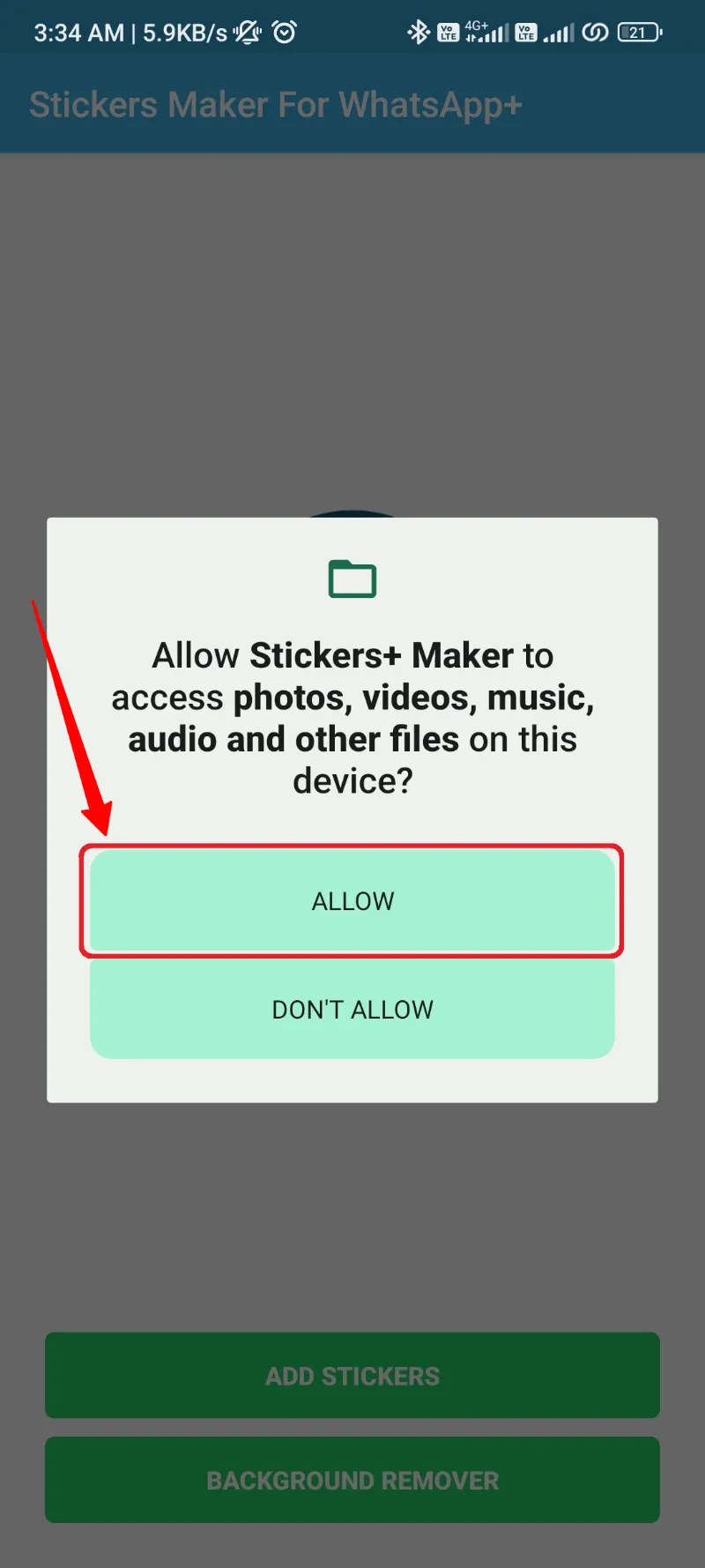 Stickers Plus Maker App Allow Permissions