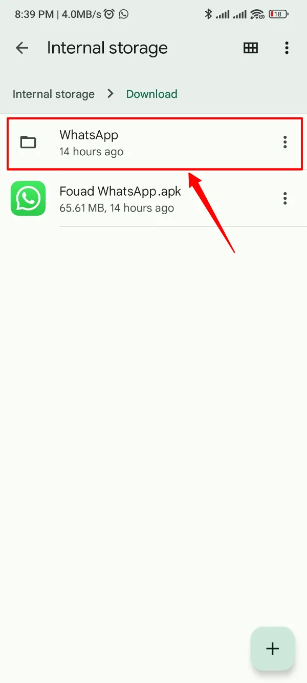 Moved WhatsApp Folder to Downloads Fouad